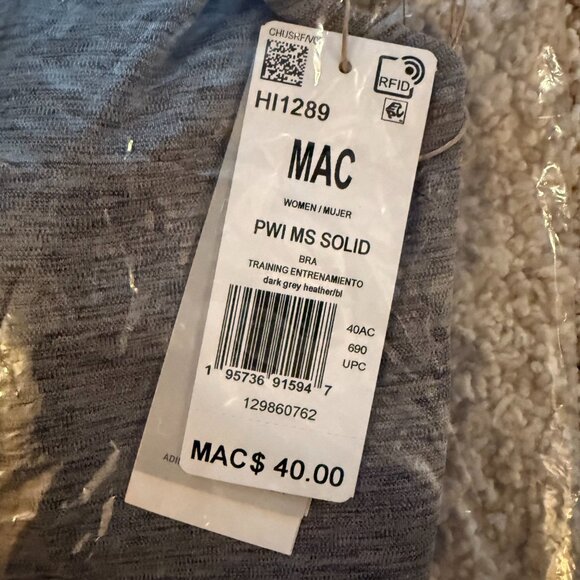 adidas Powerimpact Training Medium-Support Bra, Qty: 2, Dark Grey, Size M, NEW - Picture 5 of 6